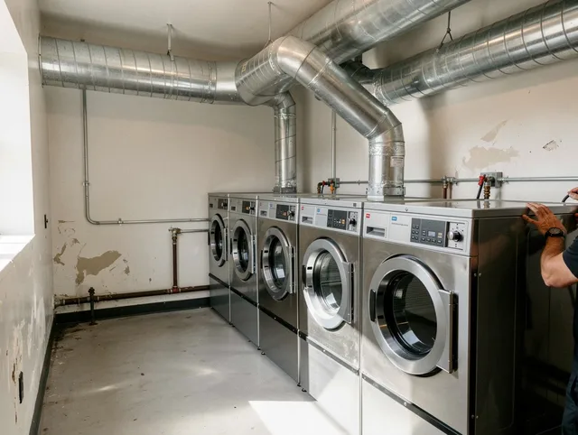 Boca Raton Dryer Vent Cleaning team performing large-scale commercial dryer vent cleaning in Boca Raton